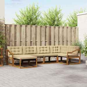 vidaXL Set de canapele de exterior cu pernă 6 pcs Natural și Bej imagine