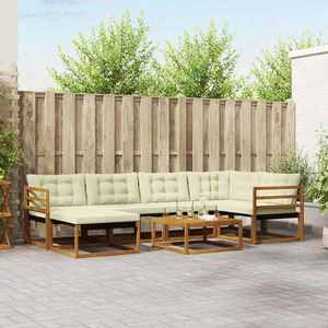 vidaXL Set de canapele de exterior cu pernă 19 pcs Natural și Crem imagine