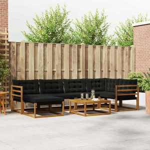 vidaXL Set de canapele de exterior cu pernă 19 pcs Natural și Negru imagine