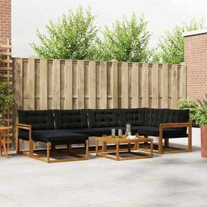 vidaXL Set de canapele de exterior cu pernă 19 pcs Natural și Negru imagine