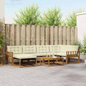 vidaXL Set de canapele de exterior cu pernă 19 pcs Natural și Crem imagine