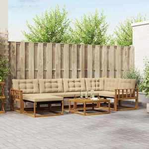 vidaXL Set de canapele de exterior cu pernă 19 pcs Natural și Bej imagine