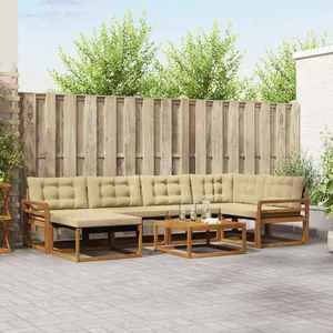 vidaXL Set de canapele de exterior cu pernă 19 pcs Natural și Bej imagine