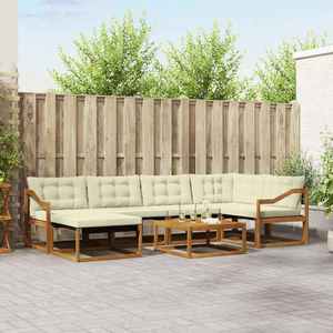 vidaXL Set de canapele de exterior cu pernă 19 pcs Natural și Crem imagine