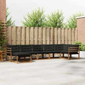 vidaXL Set de canapele de exterior cu pernă 21 pcs Natural și Negru imagine