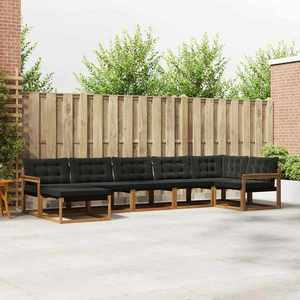 vidaXL Set de canapele de exterior cu pernă 21 pcs Natural și Negru imagine