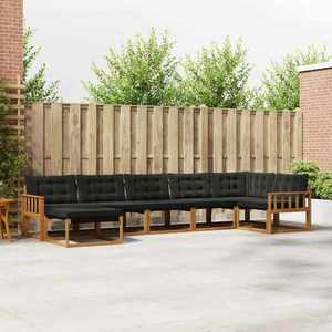 vidaXL Set de canapele de exterior cu pernă 21 pcs Natural și Negru imagine