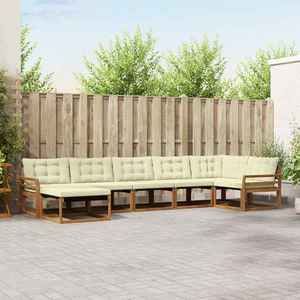 vidaXL Set de canapele de exterior cu pernă 21 pcs Natural și Crem imagine