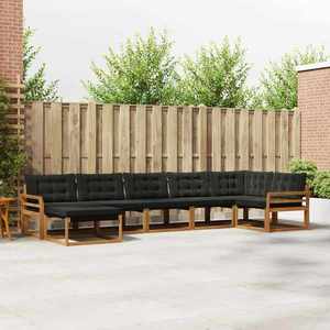 vidaXL Set de canapele de exterior cu pernă 21 pcs Natural și Negru imagine