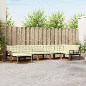 vidaXL Set de canapele de exterior cu pernă 21 pcs Natural și Crem imagine