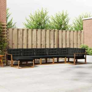 vidaXL Set de canapele de exterior cu pernă 21 pcs Natural și Negru imagine