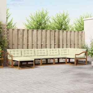 vidaXL Set de canapele de exterior cu pernă 21 pcs Natural și Crem imagine