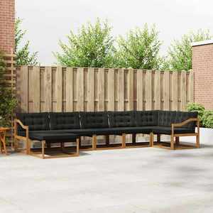 vidaXL Set de canapele de exterior cu pernă 21 pcs Natural și Negru imagine