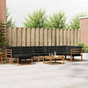 vidaXL Set de canapele de exterior cu pernă 22 pcs Natural și Negru imagine