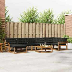 vidaXL Set de canapele de exterior cu pernă 22 pcs Natural și Negru imagine