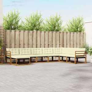 vidaXL Set de canapele de exterior cu pernă 8 pcs Natural și Crem imagine