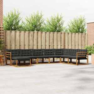 vidaXL Set de canapele de exterior cu pernă 8 pcs Natural și Negru imagine