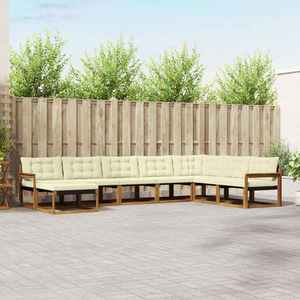 vidaXL Set de canapele de exterior cu pernă 8 pcs Natural și Crem imagine