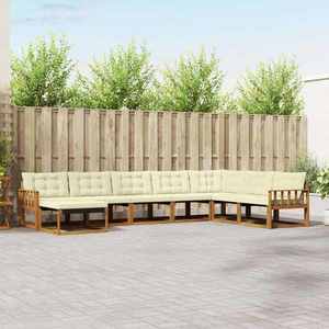 vidaXL Set de canapele de exterior cu pernă 8 pcs Natural și Crem imagine