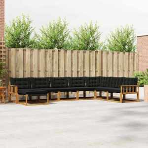 vidaXL Set de canapele de exterior cu pernă 8 pcs Natural și Negru imagine