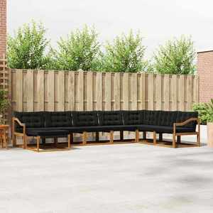 vidaXL Set de canapele de exterior cu pernă 8 pcs Natural și Negru imagine