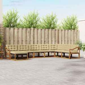 vidaXL Set de canapele de exterior cu pernă 8 pcs Natural și Bej imagine