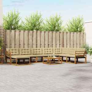 vidaXL Set de canapele de exterior cu pernă 9 pcs Natural și Bej imagine