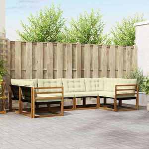 vidaXL Set de canapele de exterior cu pernă 6 pcs Natural și Crem imagine