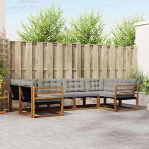 vidaXL Set de canapele de exterior 6 pcs Gri natural și deschis imagine