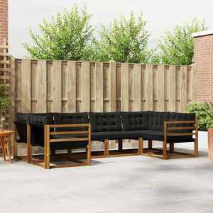 vidaXL Set de canapele de exterior cu pernă 6 pcs Natural și Negru imagine