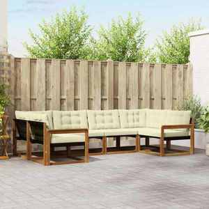 vidaXL Set de canapele de exterior cu pernă 6 pcs Natural și Crem imagine