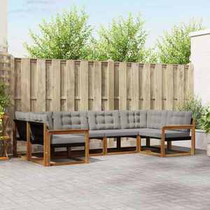 vidaXL Set de canapele de exterior 6 pcs Gri natural și deschis imagine