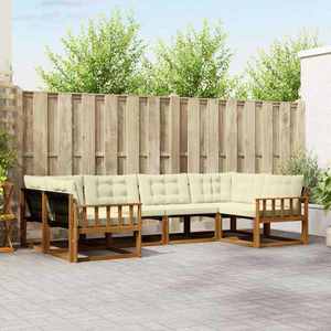 vidaXL Set de canapele de exterior cu pernă 6 pcs Natural și Crem imagine