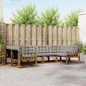 vidaXL Set de canapele de exterior 6 pcs Gri natural și deschis imagine