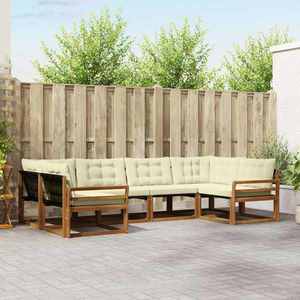 vidaXL Set de canapele de exterior cu pernă 6 pcs Natural și Crem imagine