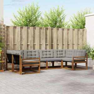 vidaXL Set de canapele de exterior 6 pcs Gri natural și deschis imagine