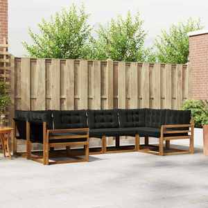 vidaXL Set de canapele de exterior cu pernă 6 pcs Natural și Negru imagine