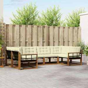 vidaXL Set de canapele de exterior cu pernă 6 pcs Natural și Crem imagine