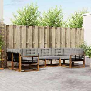 vidaXL Set de canapele de exterior 6 pcs Gri natural și deschis imagine