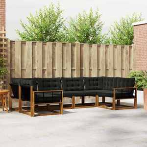 vidaXL Set de canapele de exterior cu pernă 6 pcs Natural și Negru imagine