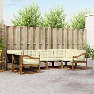 vidaXL Set de canapele de exterior cu pernă 6 pcs Natural și Crem imagine