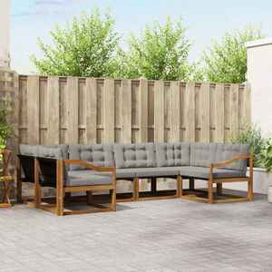 vidaXL Set de canapele de exterior 6 pcs Gri natural și deschis imagine