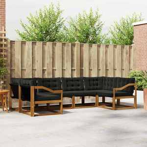 vidaXL Set de canapele de exterior cu pernă 6 pcs Natural și Negru imagine