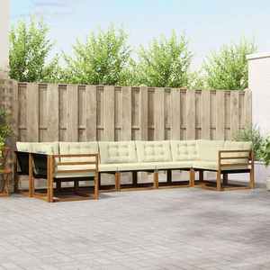 vidaXL Set de canapele de exterior cu pernă 7 pcs Natural și Crem imagine