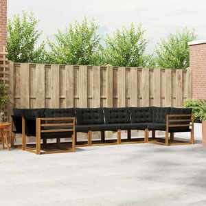 vidaXL Set de canapele de exterior cu pernă 7 pcs Natural și Negru imagine