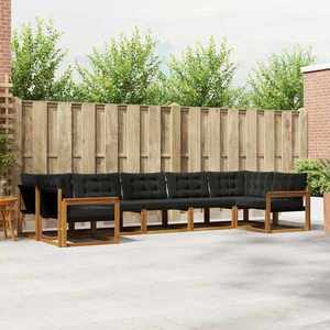 vidaXL Set de canapele de exterior cu pernă 7 pcs Natural și Negru imagine