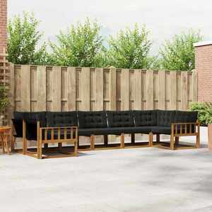 vidaXL Set de canapele de exterior cu pernă 7 pcs Natural și Negru imagine