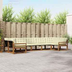 vidaXL Set de canapele de exterior cu pernă 7 pcs Natural și Crem imagine