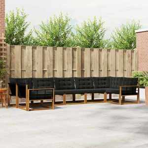 vidaXL Set de canapele de exterior cu pernă 7 pcs Natural și Negru imagine