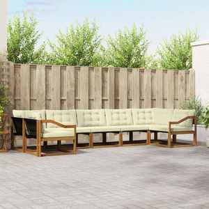 vidaXL Set de canapele de exterior cu pernă 7 pcs Natural și Crem imagine